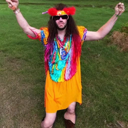 Image similar to party animal with a hippie custume