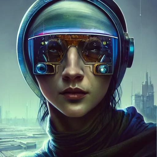 Image similar to A portrait of a cyberpunk thug on the street of a Soviet city on the moon, Norilsk, sci-fi, fantasy, intricate, very very beautiful, elegant, highly detailed, digital painting, artstation, concept art, smooth, sharp focus, illustration, art by artgerm and greg rutkowski and alphonse mucha