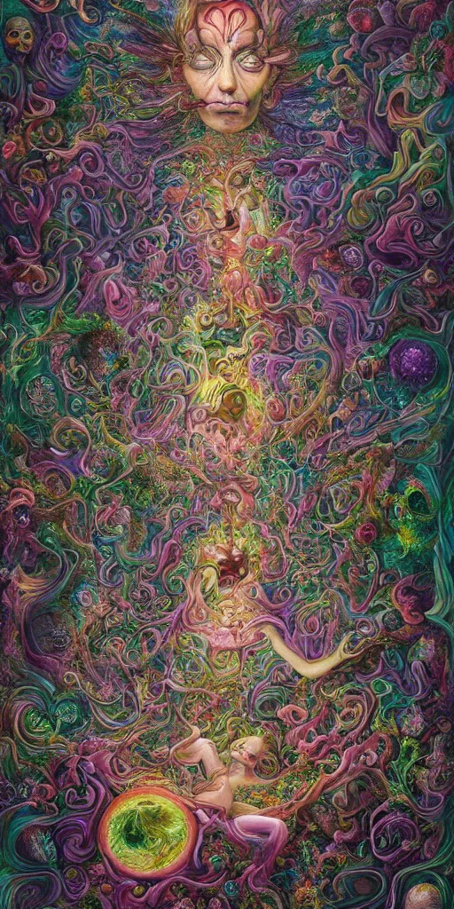 Prompt: a beautiful acrylic painting of deep dimensional realms of universal consciousness of the infinite by hanna yata, geenss archenti flores, digital art