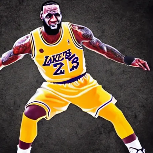 Prompt: lebron james going super saiyan