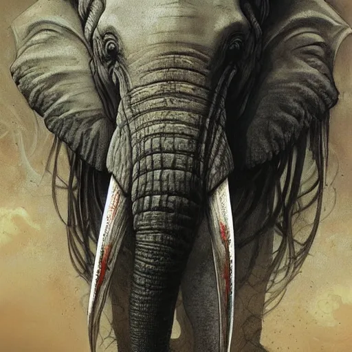 Image similar to ancient psychic tandem war elephant, by ernst haeckel, artgerm, greg rutkowski, h. r. giger and zdislaw beksinski, trending on artstation