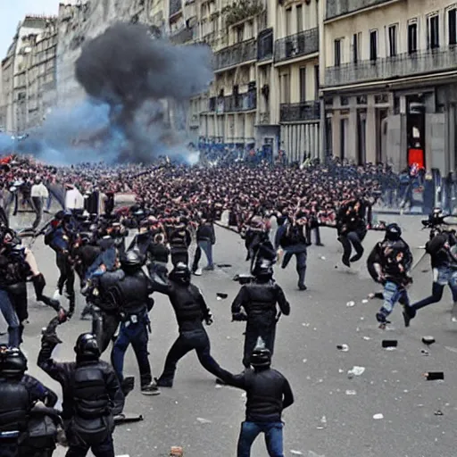 Image similar to violent riot in Paris