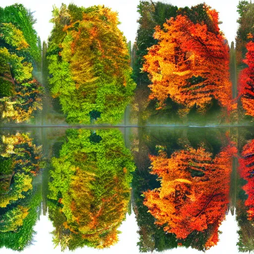 Prompt: photo of a tree showing all for seasons at the same time, photorealistic