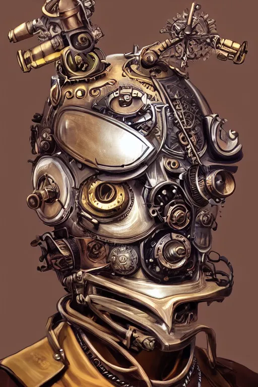 Image similar to steampunk helmet fantasy art mask robot ninja stylized digital illustration sharp focus, elegant intricate digital painting artstation concept art global illumination ray tracing advanced technology chaykin howard and campionpascale and cooke darwyn and davis jack