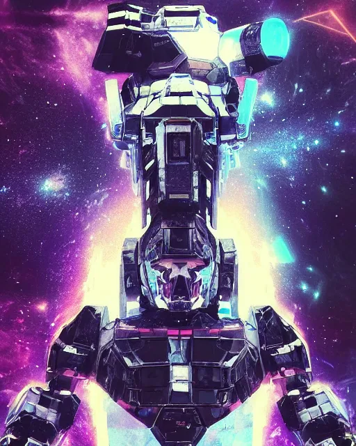 Prompt: brutalist galaxy encased inside a diamond gundam mecha skull floating in void hallucinating, an astronaut space pirate covered with black sticky extraterrestrial fluid, creative VFX, vhs glitch, laserdisc reflections, no text, HD octane render, volumetric lighting, magical atmosphere, cinematic, hyper-realistic, rendered with octane, hyper realistic, hyper detailed, surreal, futuristic, volumetric light, 8k