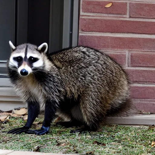 Prompt: there are mormon raccoons at my front door.