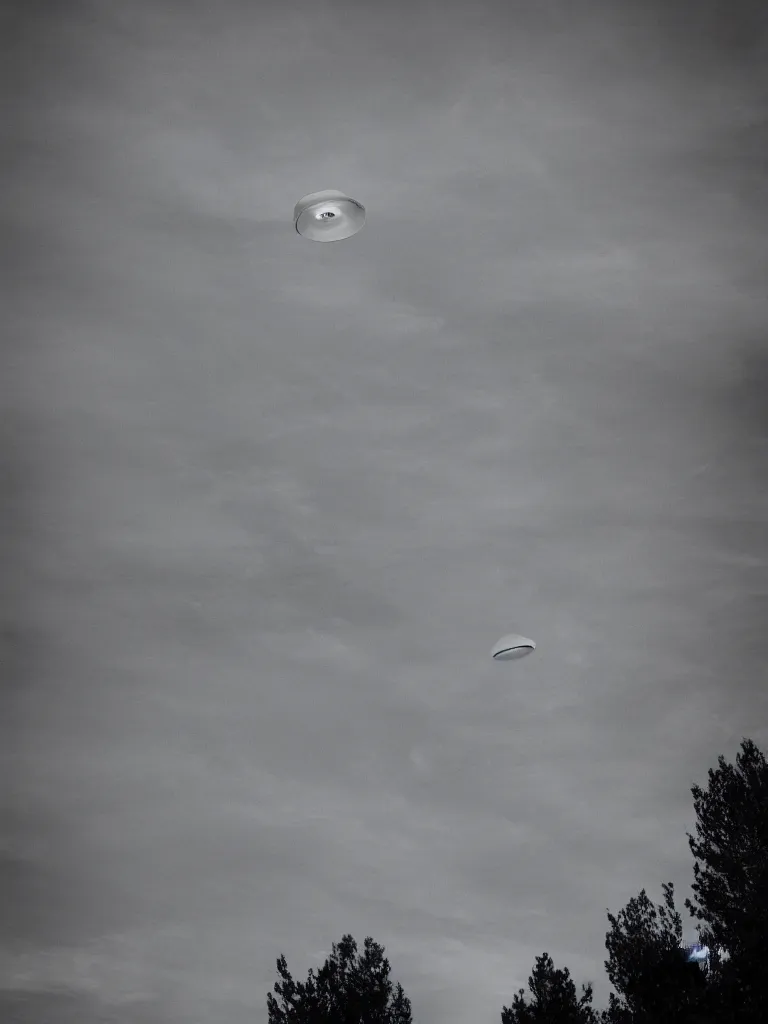 Prompt: ufo flying in the sky in toulouse, blue sky, motion blur, eerie, realtistic