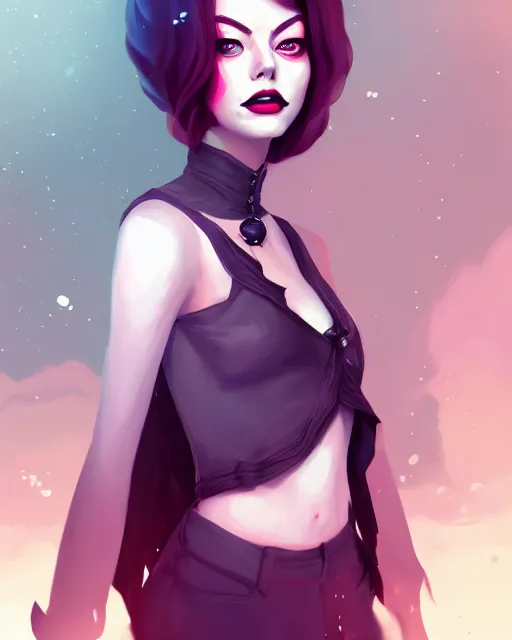 Image similar to a portrait of a beautiful full body Emma Stone vampire, art by lois van baarle and loish and ross tran and rossdraws and sam yang and samdoesarts and artgerm, digital art, highly detailed, intricate, sharp focus, Trending on Artstation HQ, deviantart, unreal engine 5, 4K UHD image