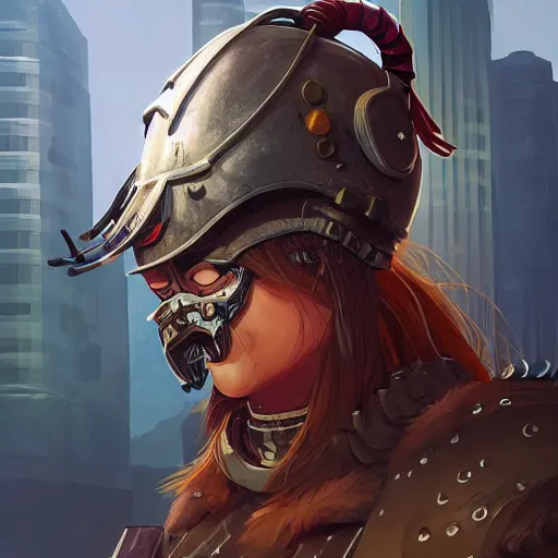 Image similar to cyberpunk viking helmet mask warrior goddess robot ninja fantasy, art gta 5 cover, official fanart behance hd artstation by jesper ejsing, by rhads, makoto shinkai and lois van baarle, ilya kuvshinov, ossdraws