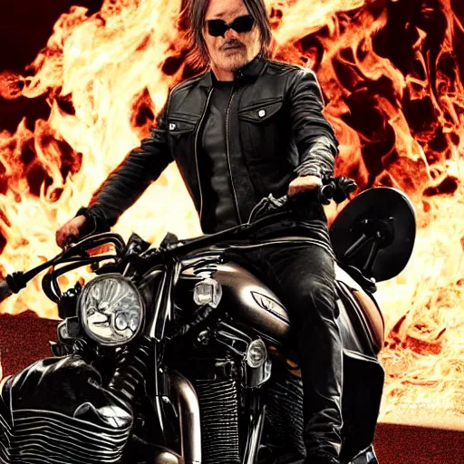 Image similar to Norman reedus as the ghost rider 4k detail