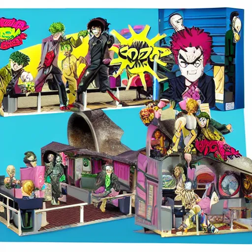 Image similar to jojo's bizarre adventure themed children's playset