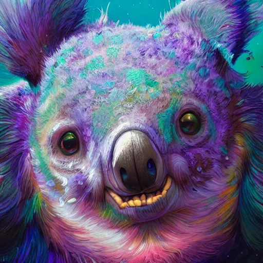 Prompt: sea koala colorful, fantasy, intricate, highly detailed, digital painting, hq, trending on artstation, illustration, style of stanley artgerm and greg rutkowski and dan mumford