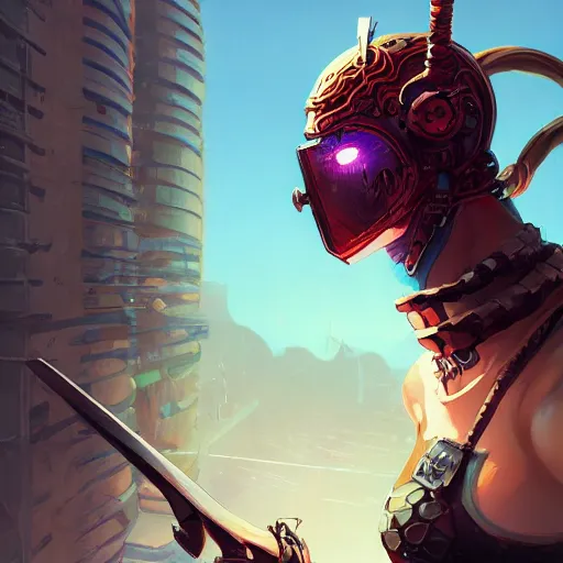 Image similar to cyberpunk viking helmet mask warrior goddess robot ninja fantasy, art gta 5 cover, official fanart behance hd artstation by jesper ejsing, by rhads, makoto shinkai and lois van baarle, ilya kuvshinov, ossdraws