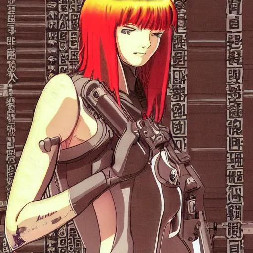 Prompt: ghost in the shell concept art by shirow masamune, anime, manga