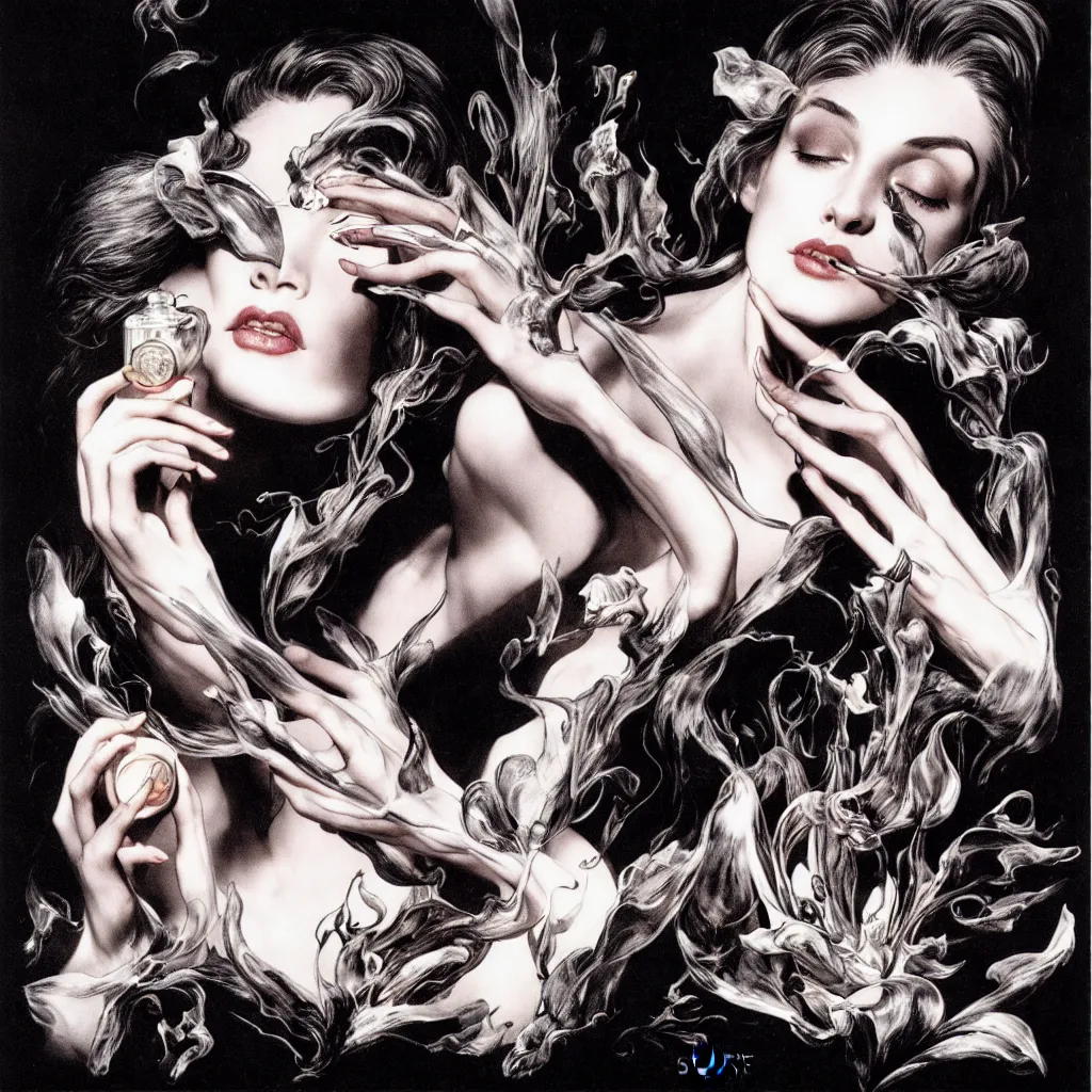 Image similar to fragrance advertising campaign by bernie wrightson