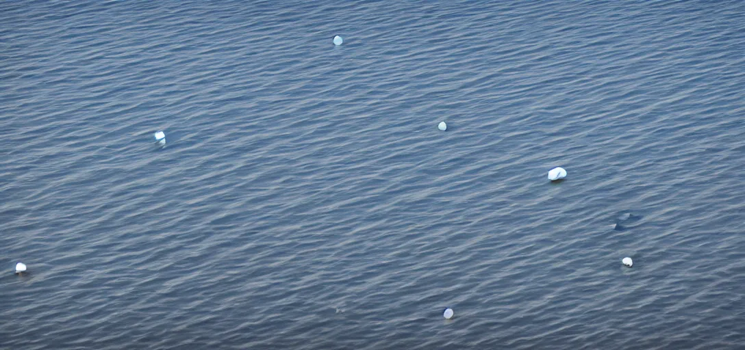 Image similar to sky orbs floating perfectly above a rippling sea