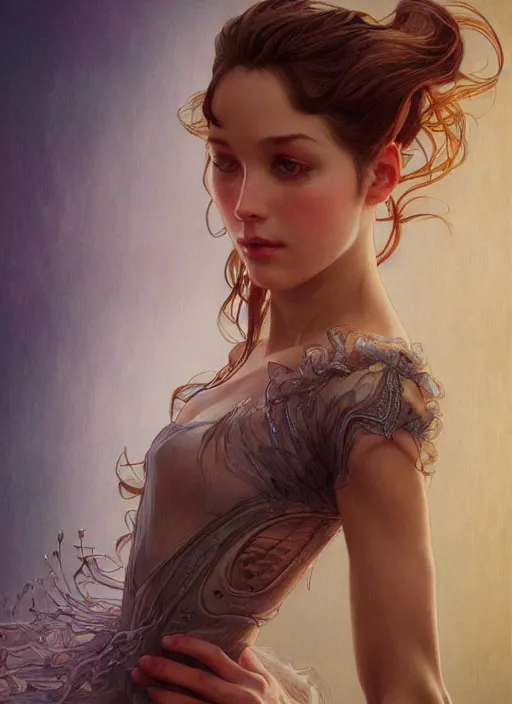 Image similar to ultra realistic illustration, ballerina, sci - fi, fantasy, intricate, elegant, highly detailed, digital painting, artstation, concept art, smooth, sharp focus, illustration, art by artgerm and alphonse mucha