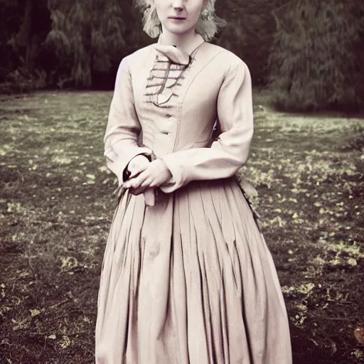 Image similar to a photoshoot of Saoirse Ronan in period dress,