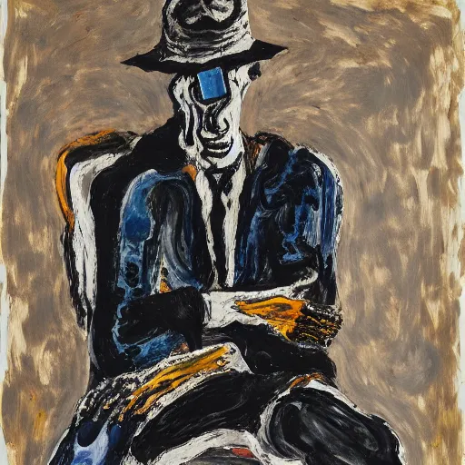 Prompt: painting of an invisible man, by georg baselitz