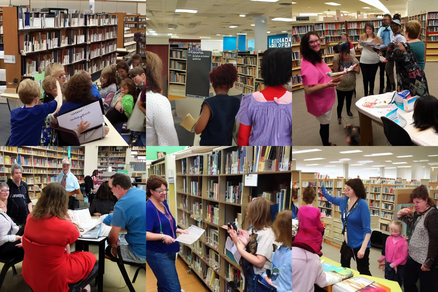 Prompt: A Librarian Showing People the Truth photograph