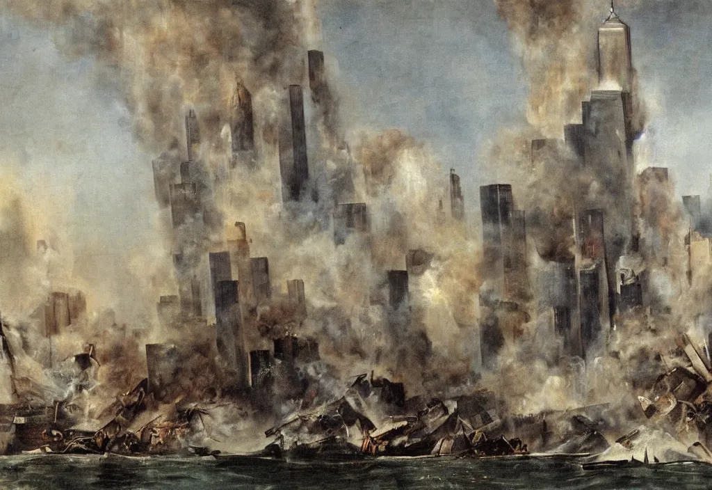 Image similar to world trade center september 1 1 attacks by theodore gericault