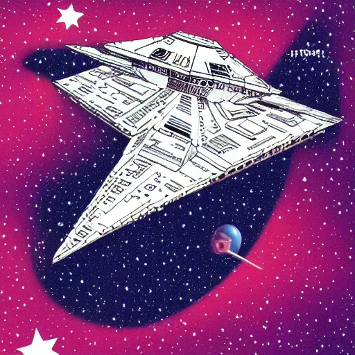 Image similar to imperial star destroyer in space sanrio art style trending on art station