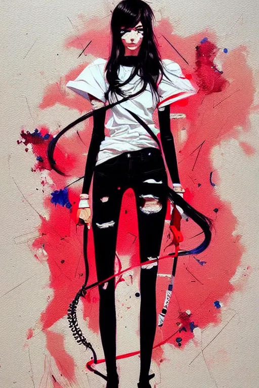 Image similar to a ultradetailed beautiful painting of a stylish woman wearing streetwear, by conrad roset, greg rutkowski and makoto shinkai trending on artstation