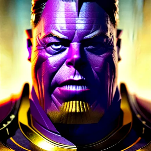 Image similar to elon musk as thanos in a Marvel movie by nuri iyem, james gurney, james jean, greg rutkowski, anato finnstark. hyper detailed, 50mm, award winning photography.