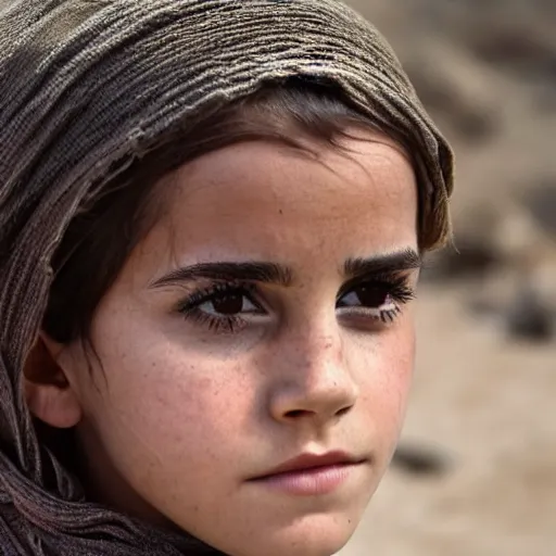Image similar to photo of emma watson, afghan girl, award - winning photo by national geographic