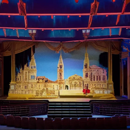 Image similar to scenic and projection design for a grand opera