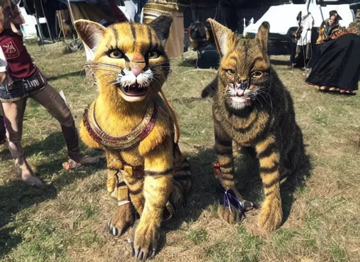 Image similar to A direct demonstration of how spontaneously petting a Khajiit caravanner right between the ears can lead to receiving an expression of bemusement.