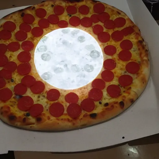 Image similar to the moon made of pizza