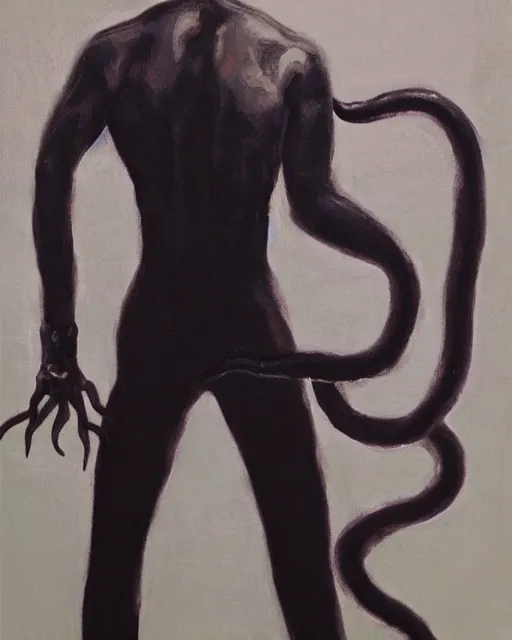 Prompt: Albert Wesker full body portrait, action! pose!, oil painting, surrounded by black tentacles