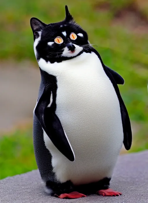 Image similar to a penguin cat hybrid