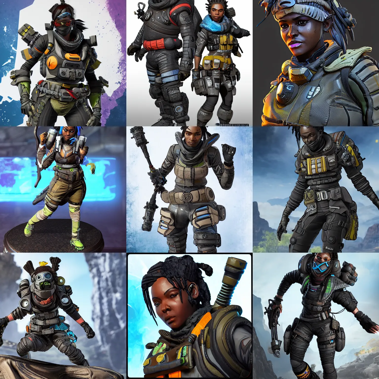 Image similar to apex legends game character wraith, detailed