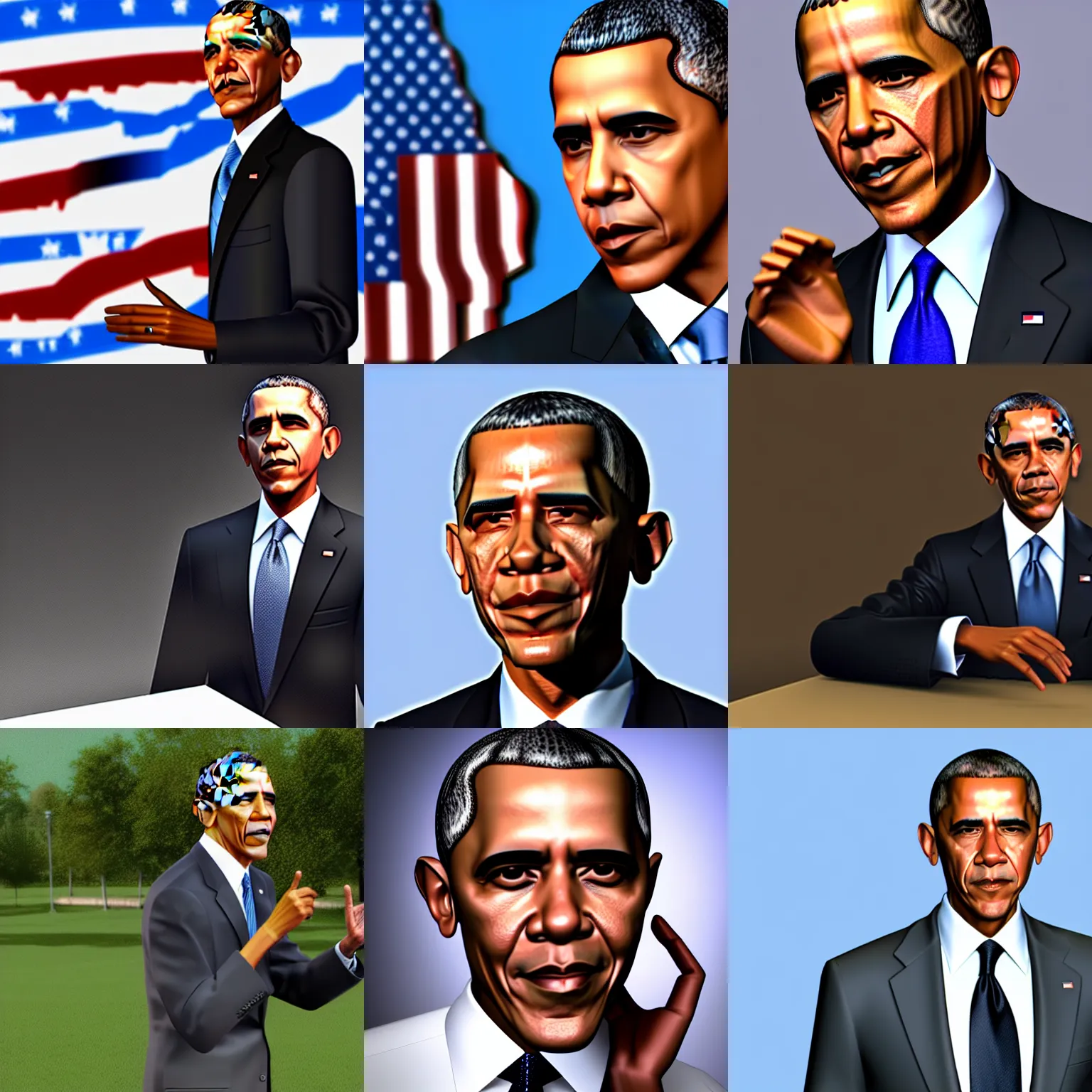 Prompt: barack obama participating in the nonary game, 3 d render game graphics