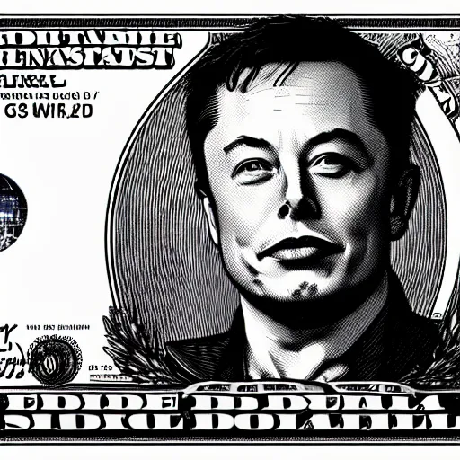 Image similar to Elon musk on the Mars Dollar bill