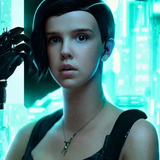 Image similar to Cyberpunk Millie Bobby Brown