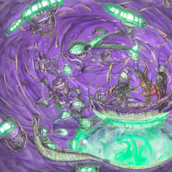 Image similar to detailed shot inside a goddess mecha dragon's cavernous living stomach, the walls purple and pulsing, slimy and hot, lots of acid pooling up on the floor, digesting a bunch of human, food pov, micro pov, vore, digital art, furry art, high quality, 8k 3D realistic, macro art, micro art, Furaffinity, Deviantart, Eka's Portal, G6