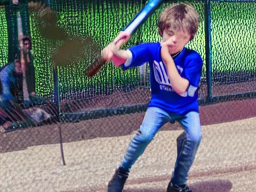 Image similar to jerma hitting a child with an aluminum baseball bat