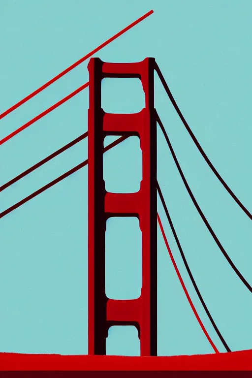 Image similar to golden gate bridge, illustration, in the style of katinka reinke