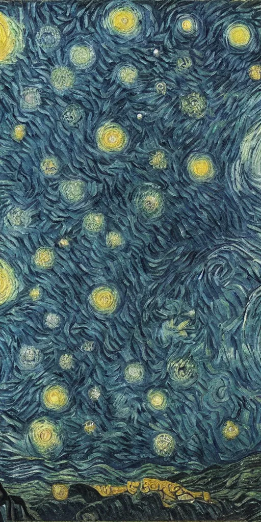 Image similar to The Hubble Deep Field, Vincent Van Gogh, oil on canvas