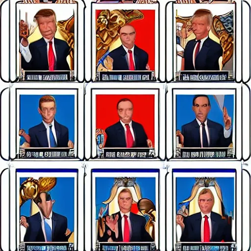 Image similar to donald trump tarot cards all suits bejeweled unreal engine 8 k