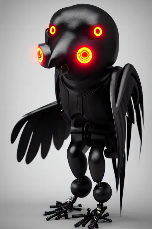 Image similar to high quality 3 d render very cute cyborg crow! incorporated speaker, cyberpunk highly detailed, unreal engine cinematic smooth, in the style of blade runner & detective pikachu, hannah yata charlie immer, moody light, low angle, uhd 8 k, sharp focus