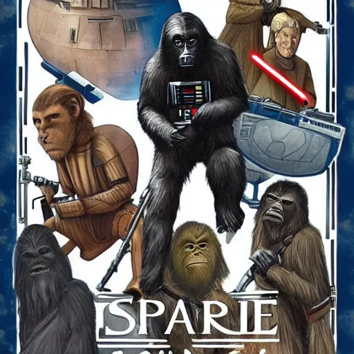 Prompt: star wars in style of planet of the apes