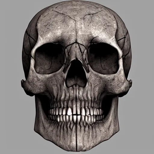 Prompt: real human skull with circluar digital eyes