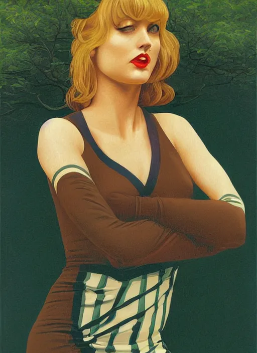 Image similar to twin peaks poster art, portrait of talyor swift cheerleader by michael whelan, rossetti bouguereau, retro, nostalgic, old fashioned