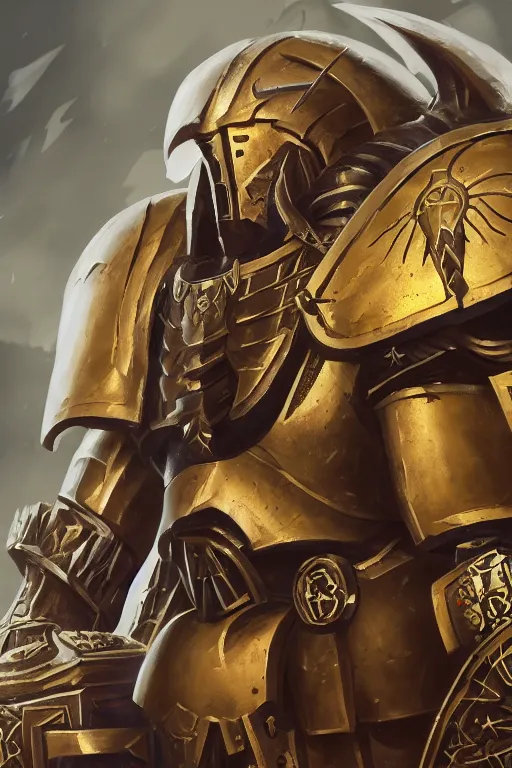 Image similar to armor portrait heros warhammer 4 0 k horus heresy fanart - the primarchs emperor by johannes helgeson animated with vfx concept artist & illustrator global illumination ray tracing hdr fanart arstation zbrush central hardmesh 8 k octane renderer comics stylized