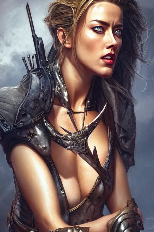 Image similar to muscled Amber Heard as a ruggedly handsome hero, intricate, elegant, highly detailed, centered, digital painting, artstation, concept art, smooth, sharp focus, illustration, art by artgerm and donato giancola and Joseph Christian Leyendecker, Ross Tran, WLOP