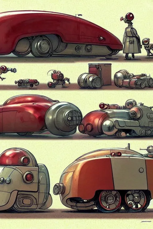 Prompt: comic layout ( ( ( ( ( 1 9 5 0 s retro future android robot fat robot mouse wagon. muted colors., ) ) ) ) ) by jean - baptiste monge,!!!!!!!!!!!!!!!!!!!!!!!!! chrome red